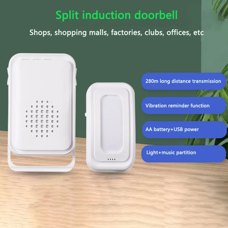 Intelligent Voice Prompt Welcome Long Distance Wireless Doorbell Infrared Induction Split Greeter Alarm Sensor for Shops/Family