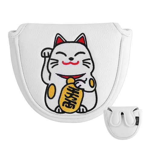 일본 고양이 마운트 전체 자수 마그네틱 클로저 센터 샤프트 골프 말렛 퍼터 헤드 커버, 골프 블레이드 퍼터 커버