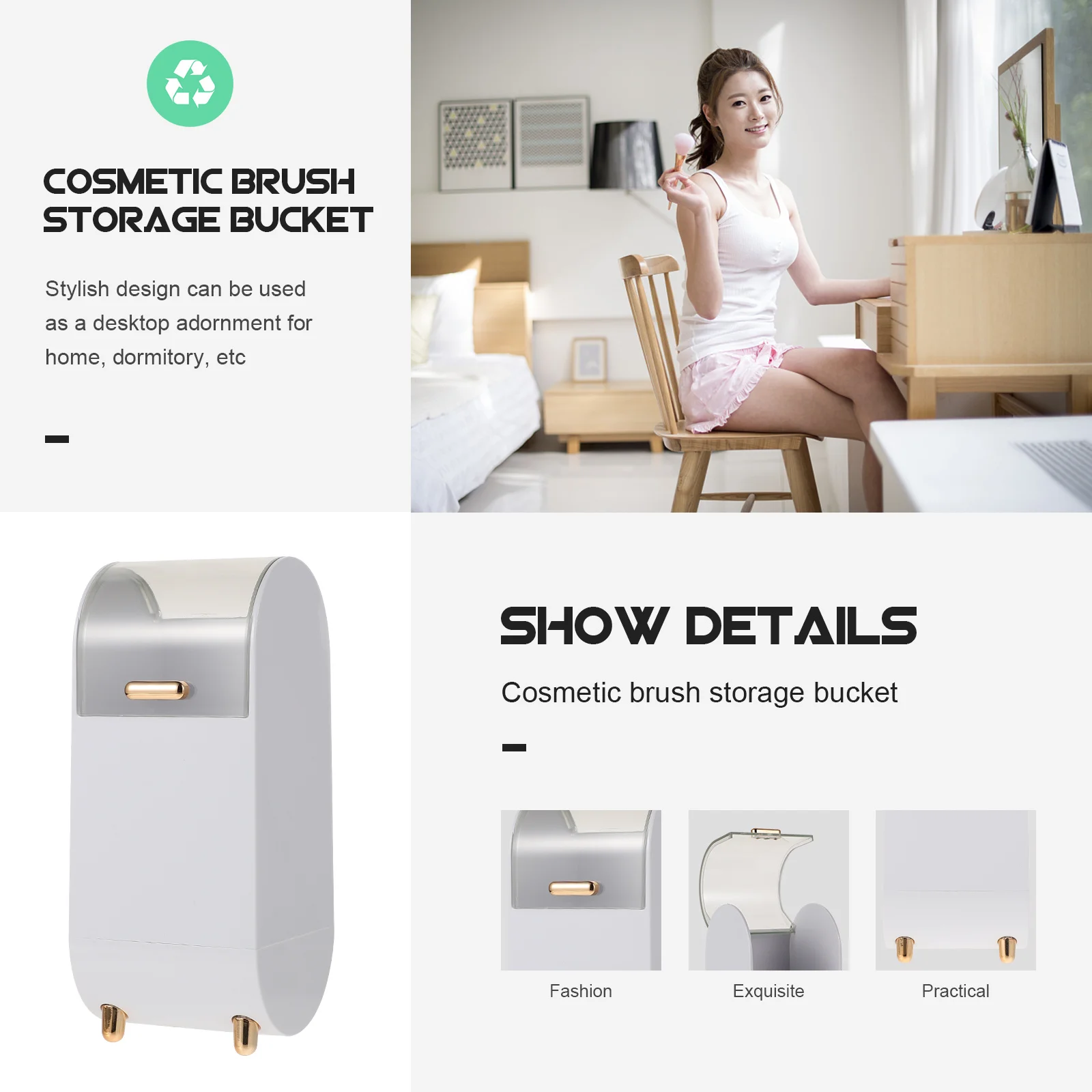 

1Pcs Makeup Brush Storage Bucket Stable ABS Desktop Brush Organizer Eyebrow Pencil Holder Storage Box