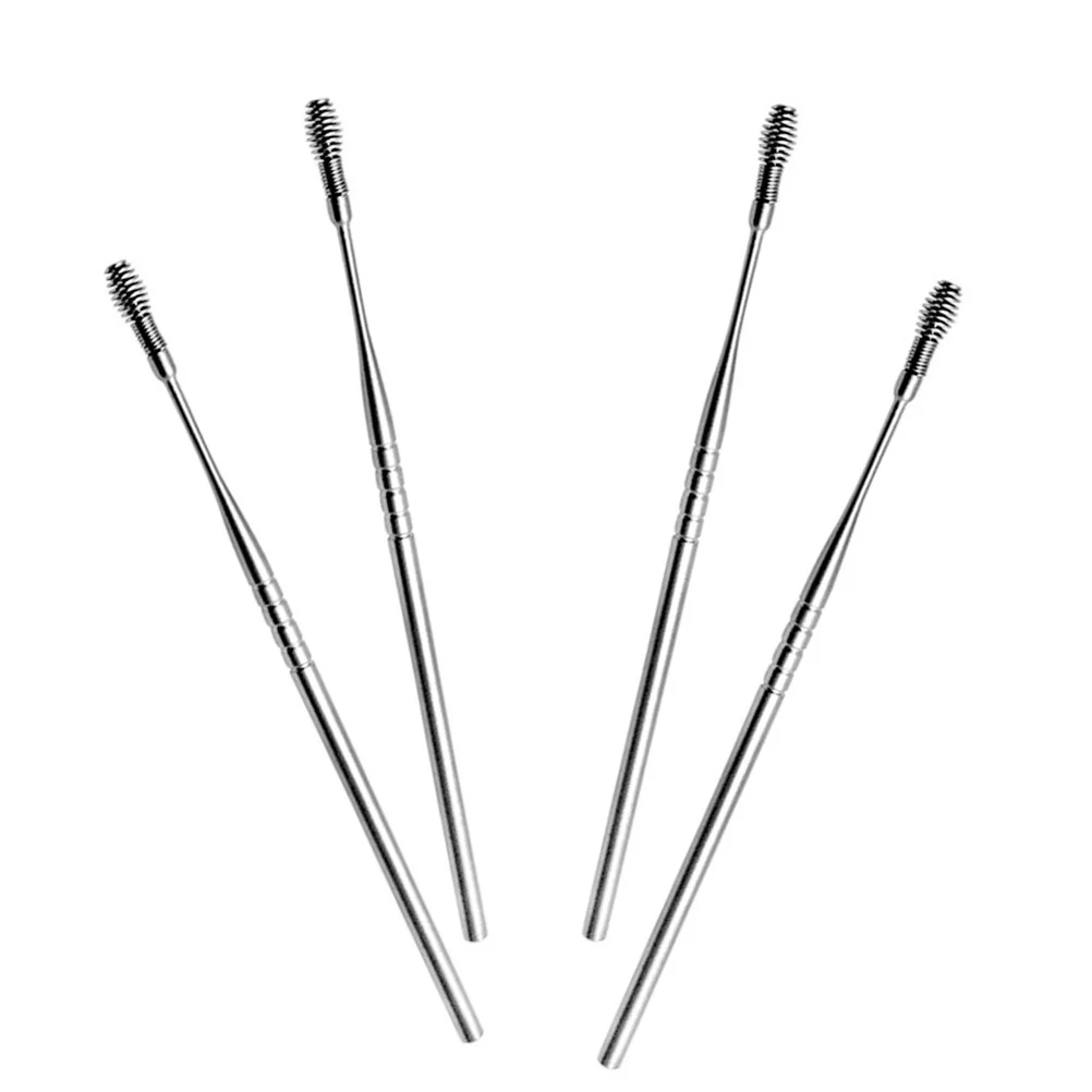 

4 шт., инструменты для удаления ушной серы из нержавеющей стали, спиральные набор для ушей, ложка для чистки ушей, бытовая, не ржавеющая, легко чистится