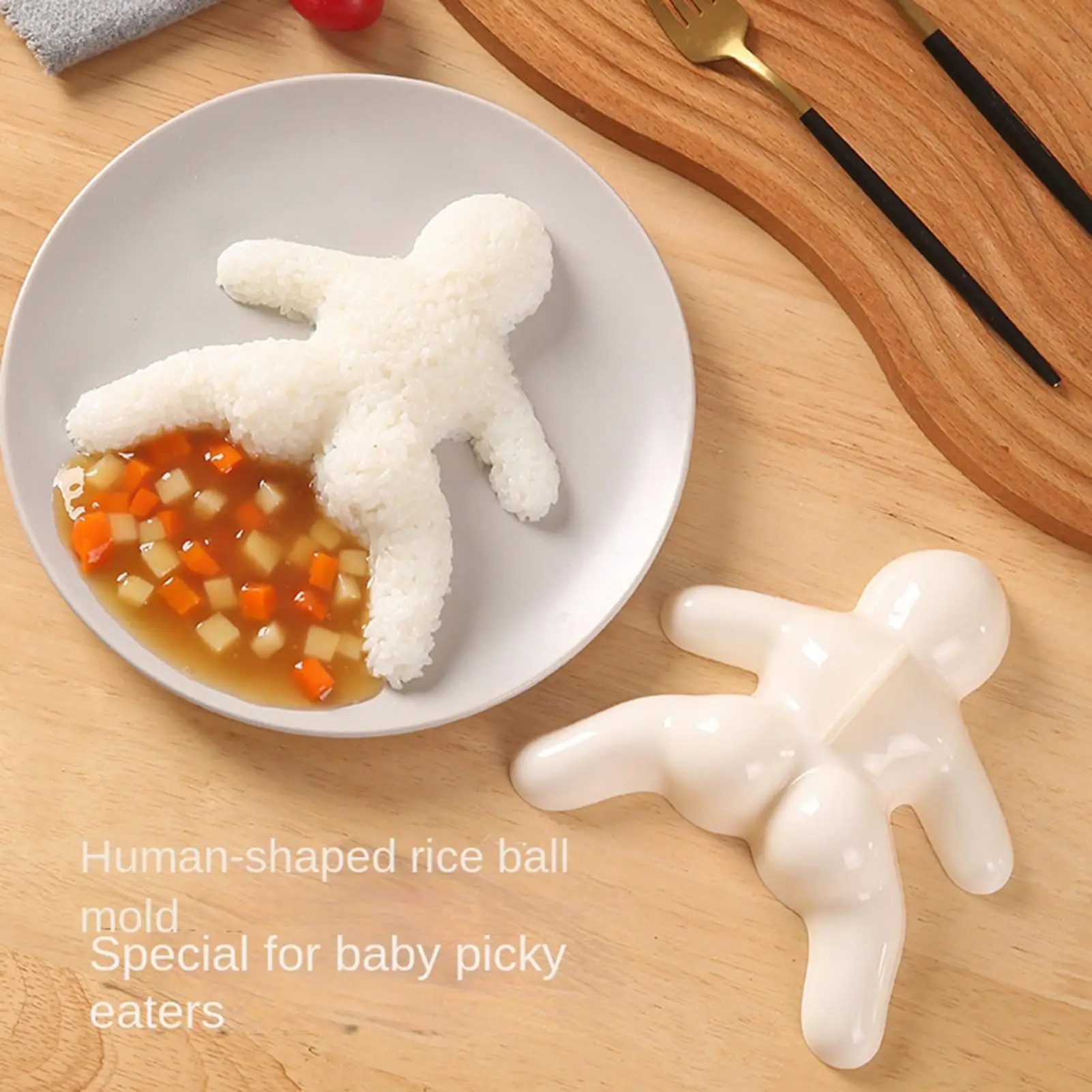Cute Mini Rice Ball Maker Mold Human Shape Non-Stick PP Sushi Shaper Easy Release Kitchen Gadget for Kids Bento Lunch Food DIY