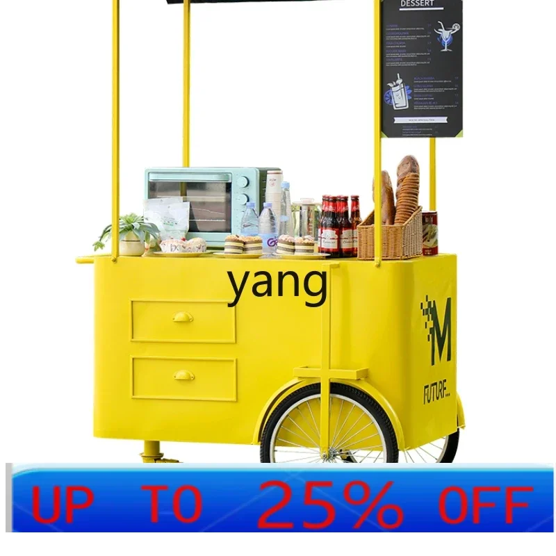 CX  Commercial Street Multifunctional Mobile Stall Fast Food Cart Outdoor Souvenir Display Trolley Stall Cart