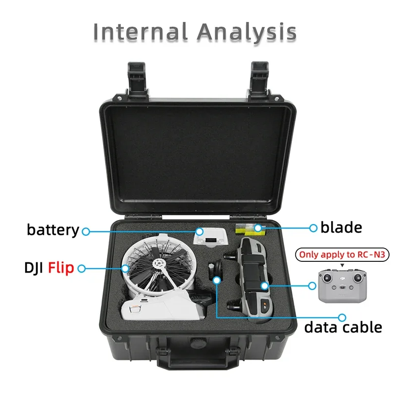 Portable Case Hard Shell Shock Absorption Box Waterproof Bag RC-N3 Remote Control Battery Handbag for DJI Flip Drone Accessories