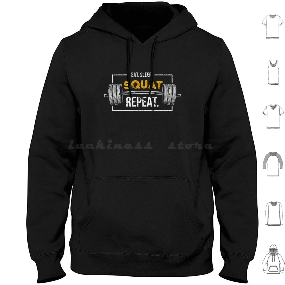 Comer sono agachamento repetir hoodies manga longa agachamento fitness comer ginásio exercício repetir musculação levantamento sono treino