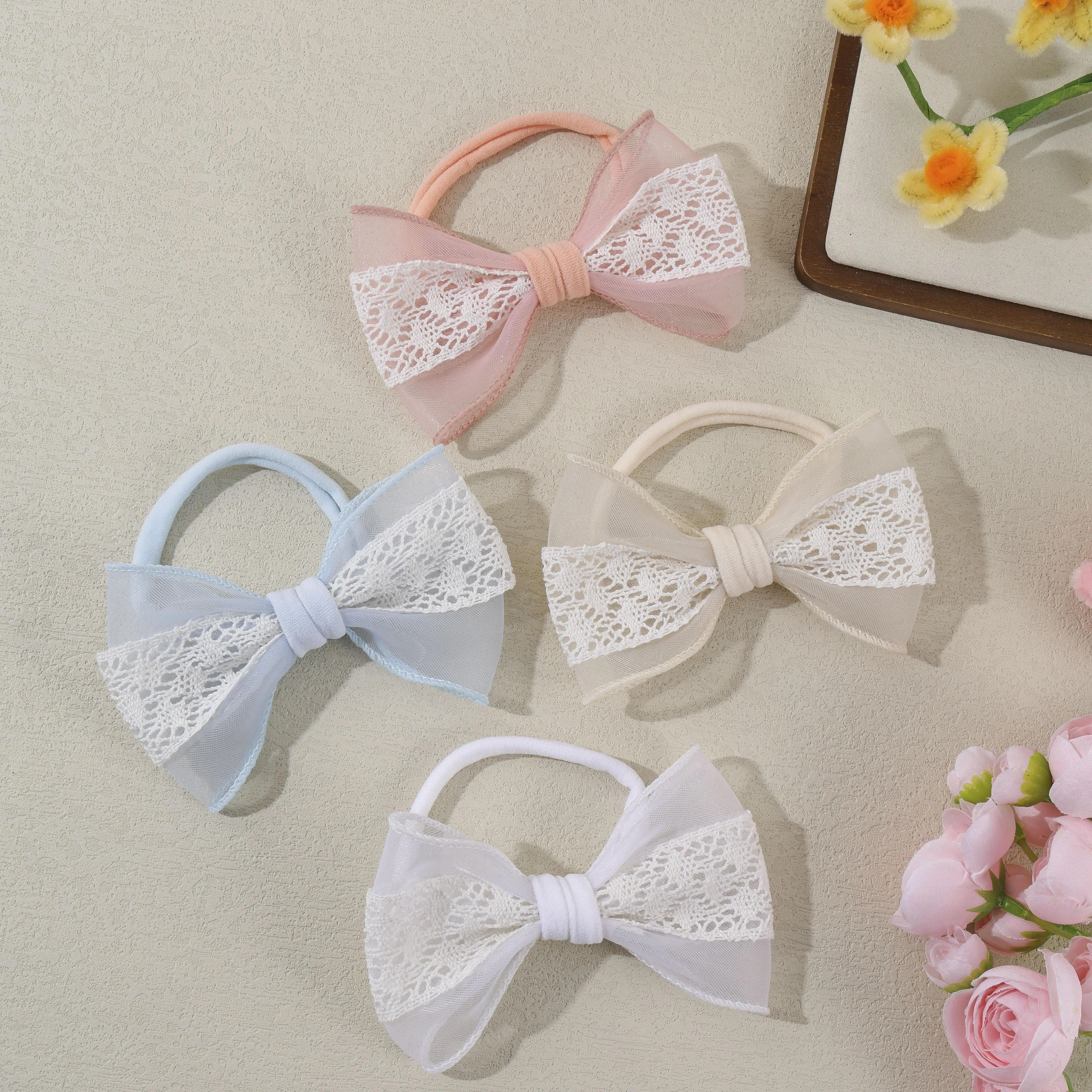 New Baby Nylon Headband Soft Lace Bowknot Hair Bands for Newborn Girls Children Turban Elastic Headwrap Kids Hair Accessories