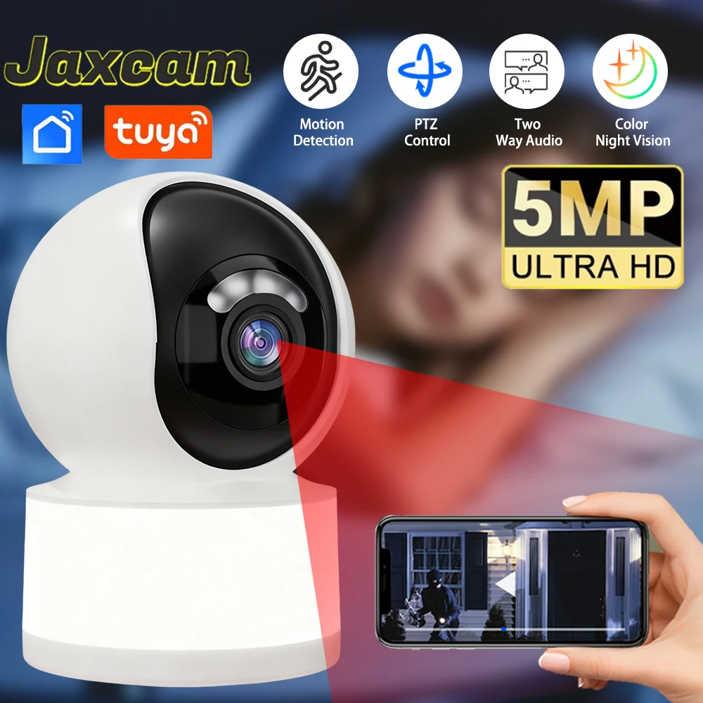 

5 МП Wi-Fi IP-камера Tuya для домашнего видеонаблюдения с цветным ночным видением и автоматическим отслеживанием