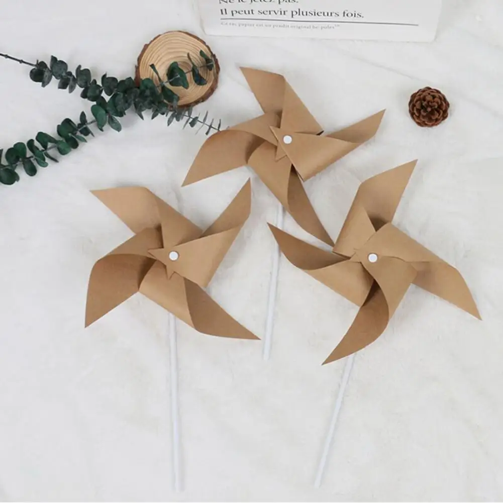 3 Pcs Fashion Mini Pinwheels Durable Exquisite Solid Color Mini Paper Windmills