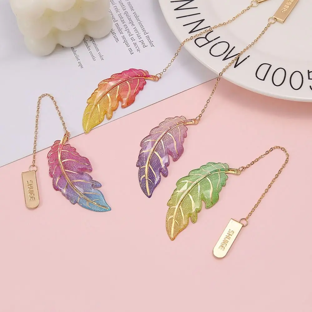 2Pcs Creative Colorful Leaves Binder Bookmark Book Paginator Cute Design Student Teacher Gift Student Stationery