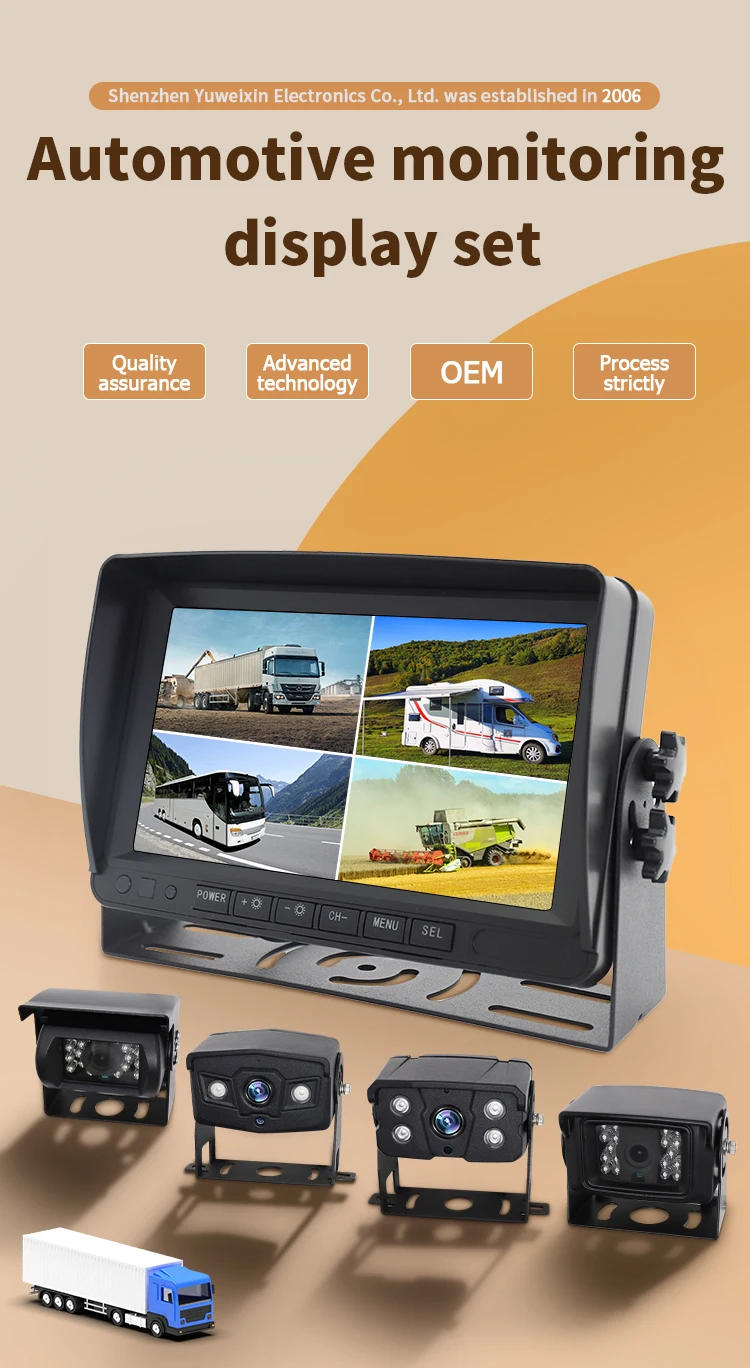 7 Inch Car Display Screen for Truck Bus Forklift with Back up Parking Camera System Car Reversing Aid Monitor and Camera