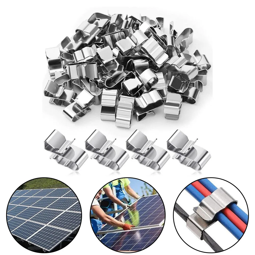 Secure Stainless Steel Cable Clips 50 Pcs Trailer Frame Wire Clamps for Solar Panels Efficient Wire Management