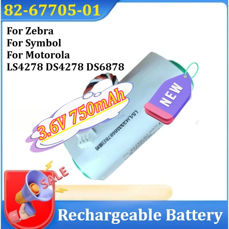 

Аккумулятор 3.6V 750mAh для сканеров Zebra, Symbol, Motorola LS4278, DS4278, DS6878, 82-67705-01, перезаряжаемые батареи