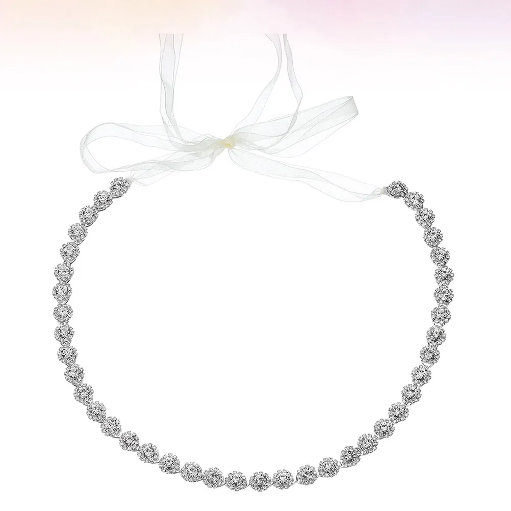 Elegant Crystal Wedding Bridal Waistband Bride Belt Sash Ribbon Decor for Dress Ceremony Photo Memory Accessory