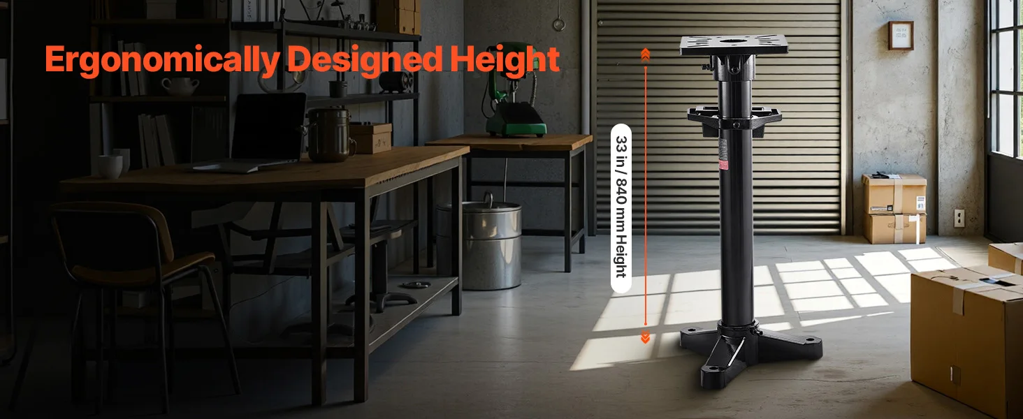 SucceBuy Bench Grinder Stand Bench Grinder and Vise Floor Pedestal with 10.6 in x 10.6 in Mounting Plate Pre-Cut Mounting Slots
