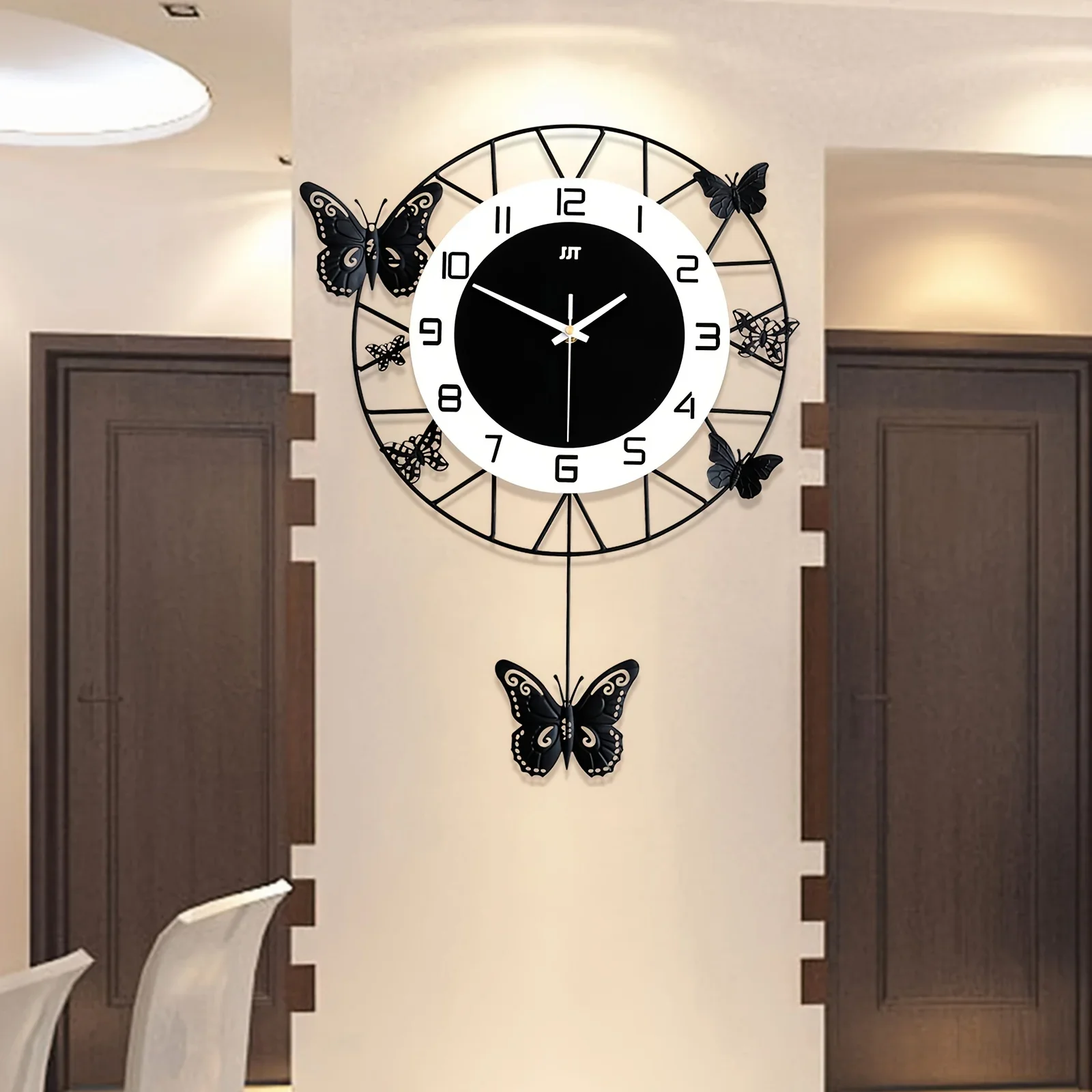 

Butterfly Silent Wall Clock, Pendulum Non Ticking Wall Clocks for Home Nursery Living Room Bedroom Kitchen