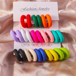 Fashion Candy Colors C Shape Hoop Earrings for Women Girl Party Holiday Jewelry Gifts