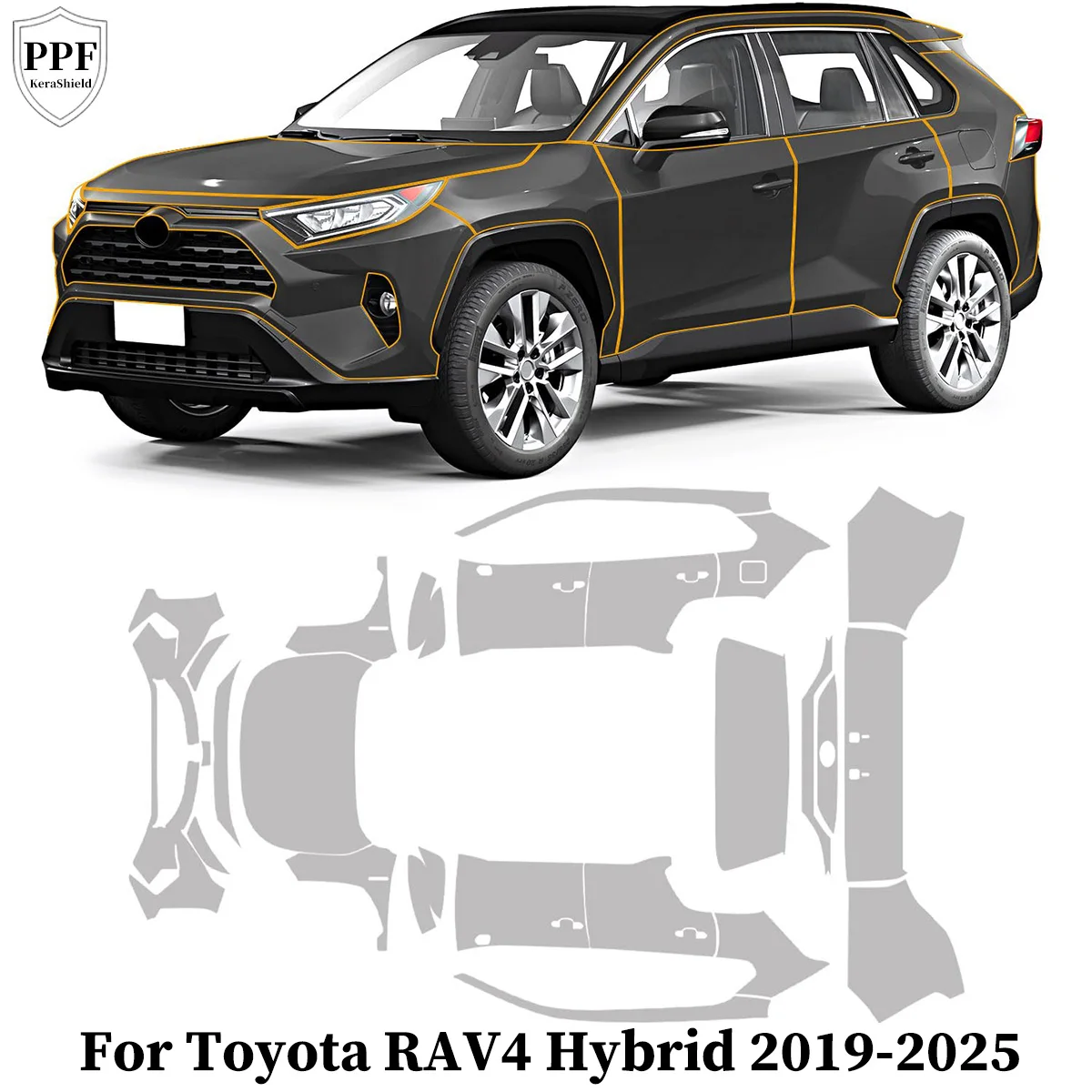 

For Toyota RAV4 Hybrid 2019-2025 Car TPU Paint Protection Film Pre-cut PPF Anti-Scratch Clear Bra Repairable Auto Accessories
