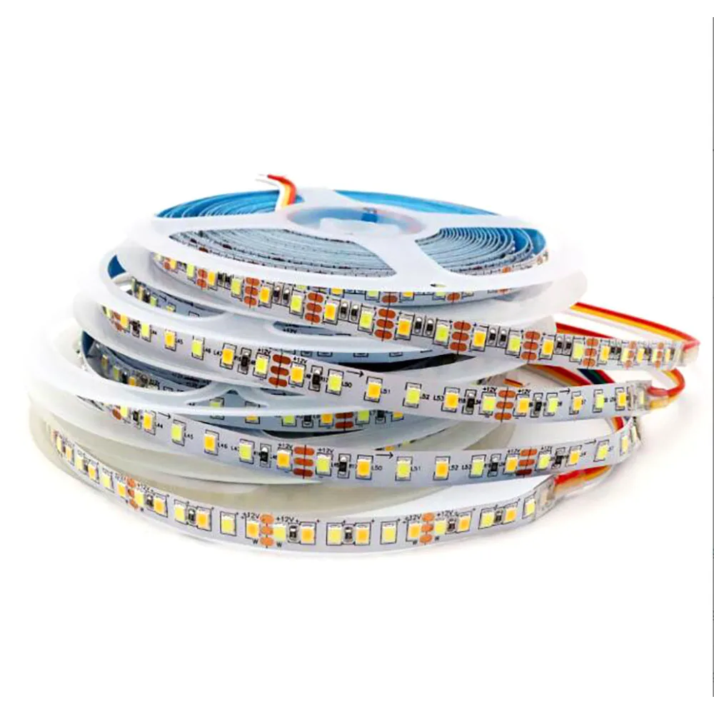 5M Dual Color 2835 CCT Dimmable LED Strip Light 180 leds 120 leds 12V 24v WW CW Color Temperature Adjustable Flexible LED Tape