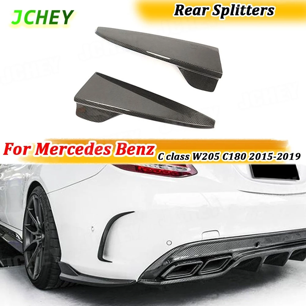 

JCHEY Carbon Fiber Rear Bumper Lip Splitters for Mercedes Benz C class W205 C180 C200 C300 C63 4 Door Sedan 2015-2019 FRP