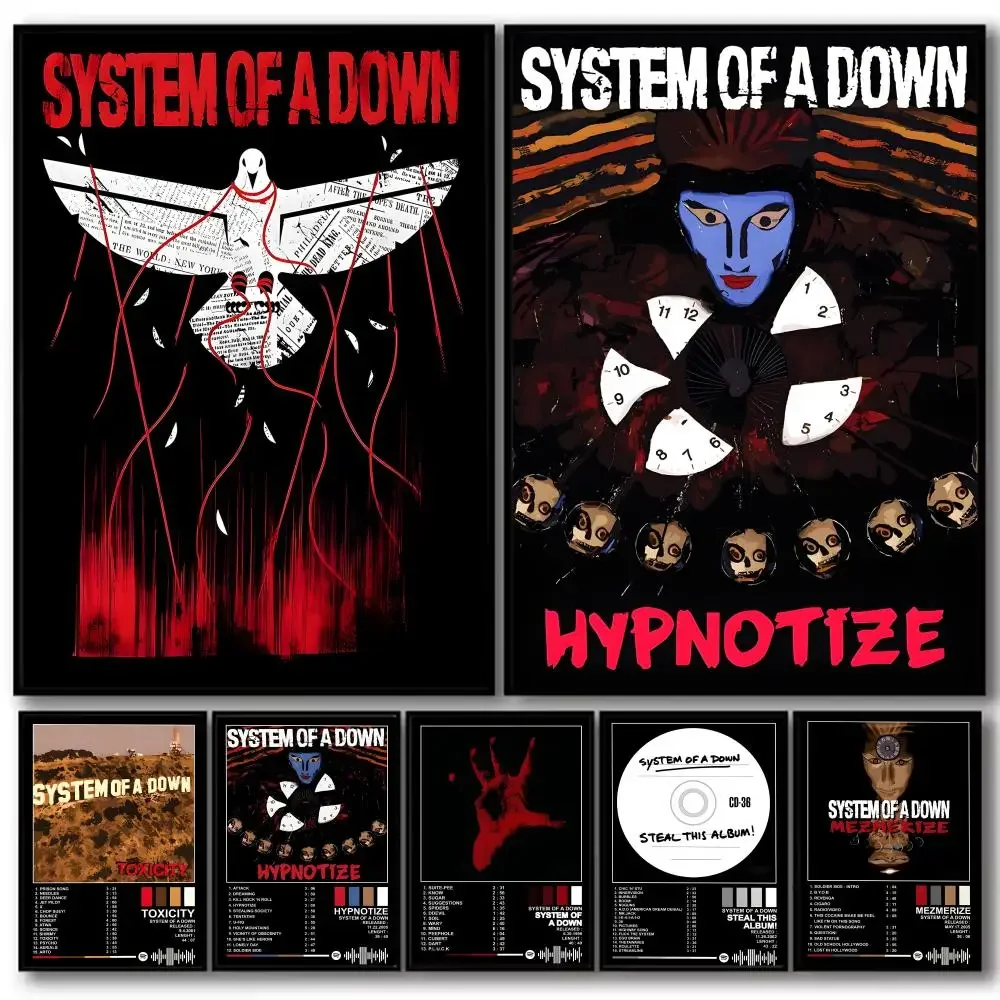 S_System of a D_Down Album Painting Calligraphy Linen Canvas Poster Wall Prints for Living Room Bedroom Office Home Decoration
