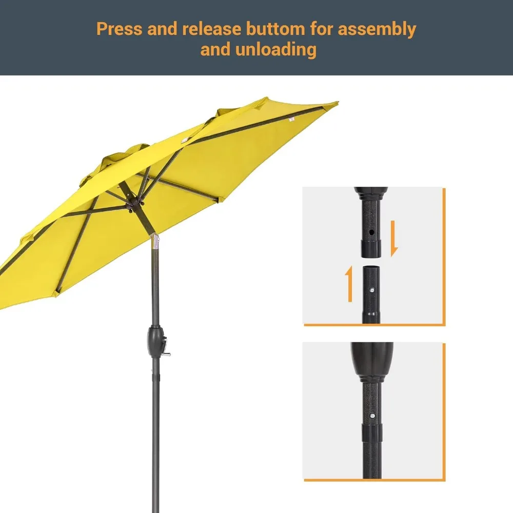 Bonosuki 7.5' Outdoor Umbrella Patio Umbrella 2-Year-Non-Fading Steel Market Umbrella with Push Button Tilt and Crank