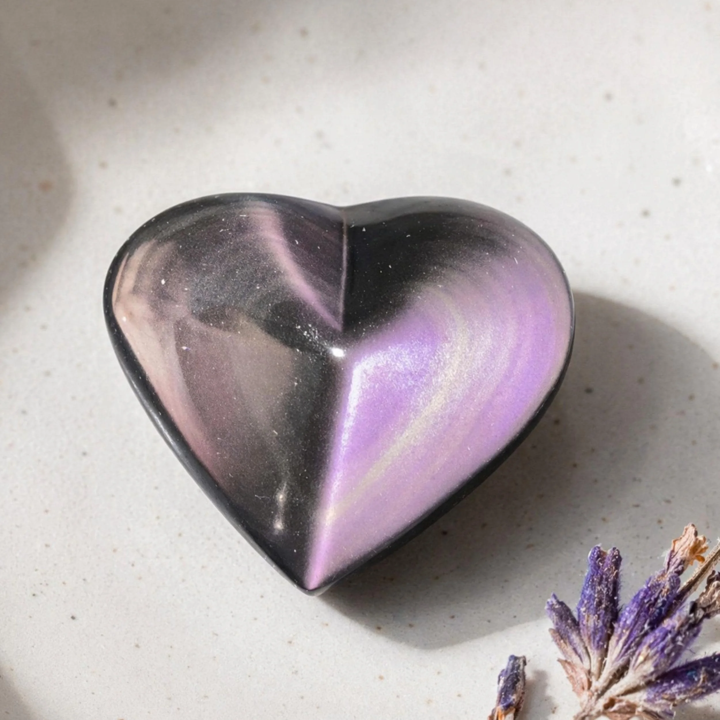 Rainbow Obsidian Puffy Heart | Polished Sheen Crystal Heart Keepsake