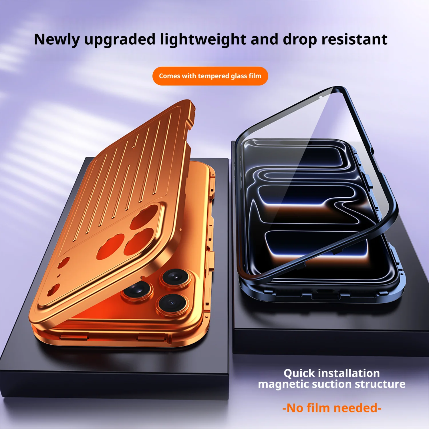 

Luxury Luggage 3D Stripe Phone Case For iPhone 17 Pro max 16 pro 17air Magnetic Glass Protector Aluminum Alloy Back Cover