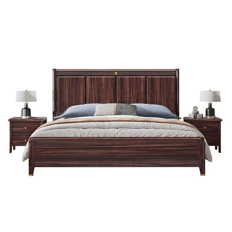 

New Chinese-style solid wood ebony simple wedding bed master bedroom 1.5 high box storage bed 1.8 meters double bed
