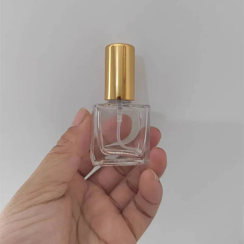 Botella de Perfume vacía, atomizador de vidrio plano cuadrado transparente, contenedor de cosméticos portátil, botella de viaje, 10, 30, 50 piezas,