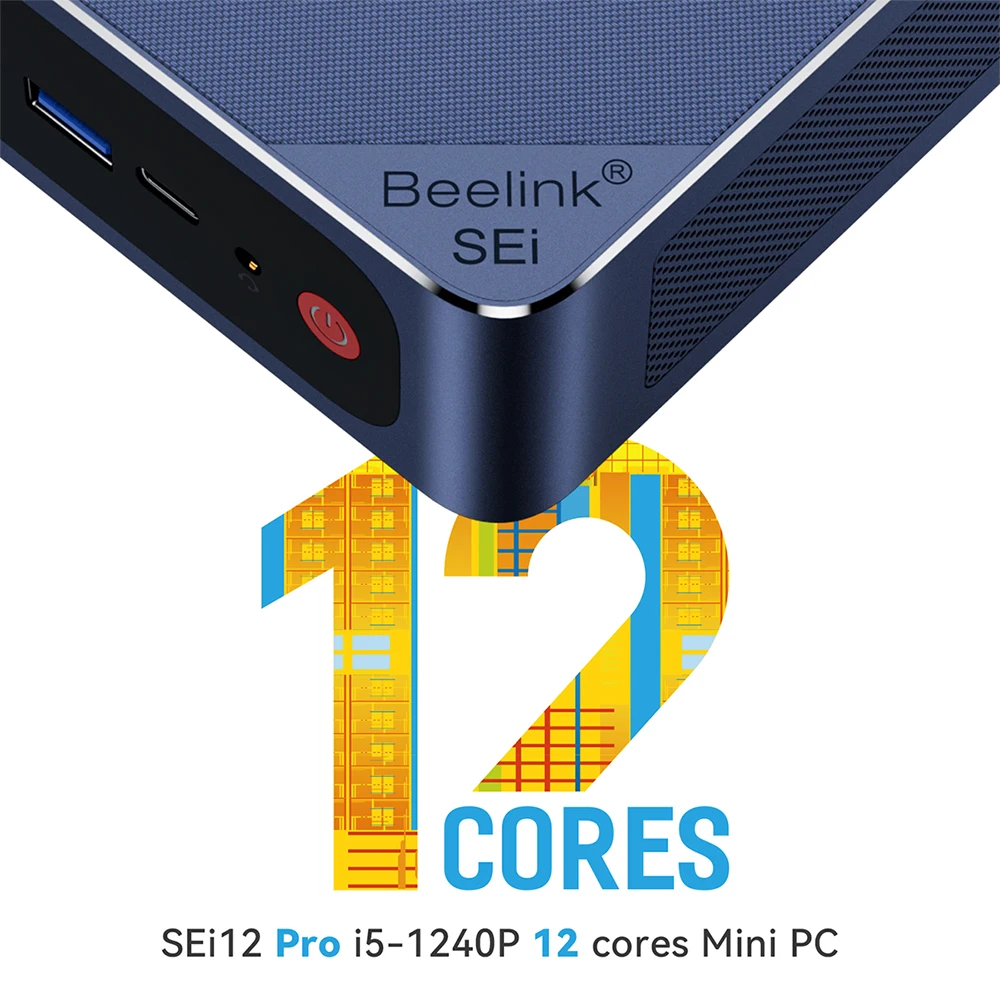 Beelink SEi12 프로 인텔 코어 i5 1240P i7 1260P 12 세대 16GB DDR5 NVME 500GB SSD 2.5G LAN C 타입 게임용 컴퓨터