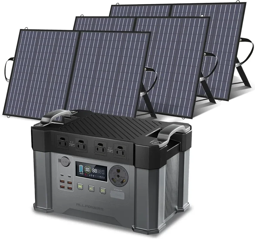 

S2000 Pro Solar Generator with Panels Included 2400W MPPT Portable Power Station with 3 PCS Foldable Solar Panel 100W Solar