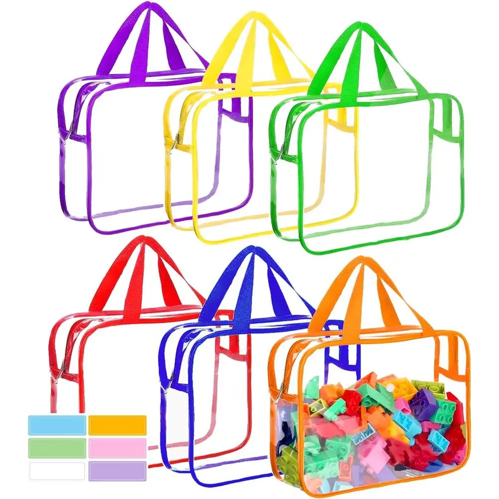 

Zippered Storage Bags with Handles - 6-Pack Organizers for Toys, Books, and Games in 6 Colors