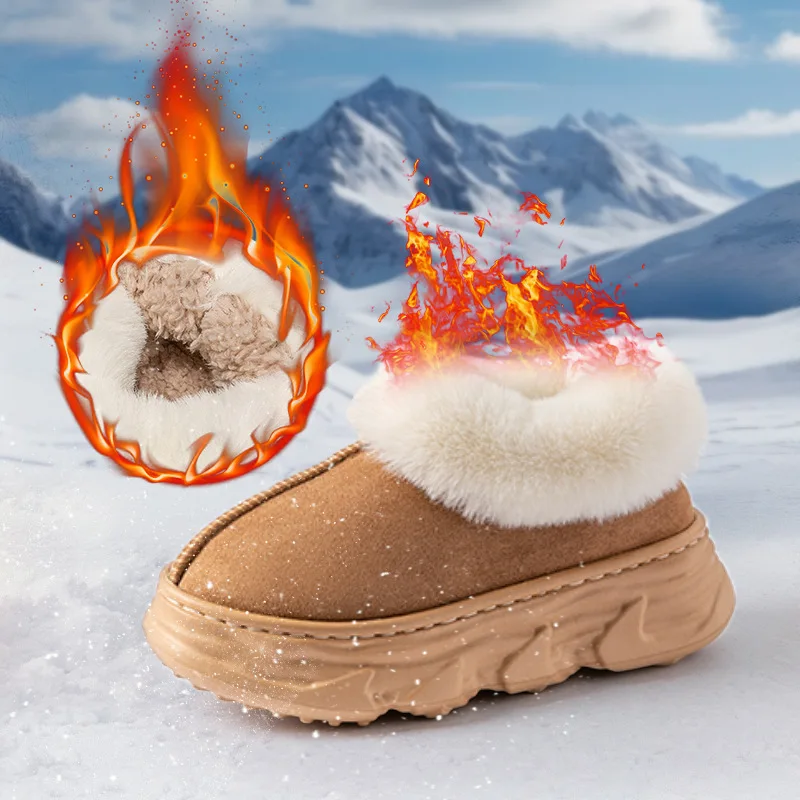 6CM Ethnic Style Women's Short Tube Snow Boots Real Fur Sheep Fur Integrated Thick Lazy Shoes for One Foot Platform Shoes
