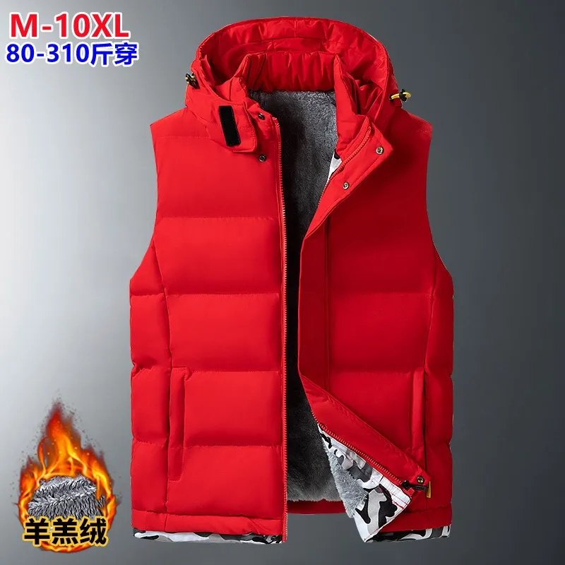 Thick Hooded Vest Fitted with Zippered Patch Pockets Camouflage Pattern Regular Length Pocket Casual Winter Jacket for Men