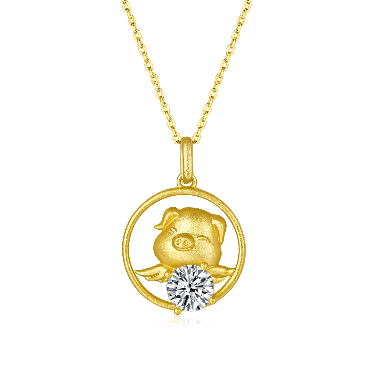 

Серебряное ожерелье с муассанитом 925 пробы из китайского зодиака, свинья, 1,0 карата