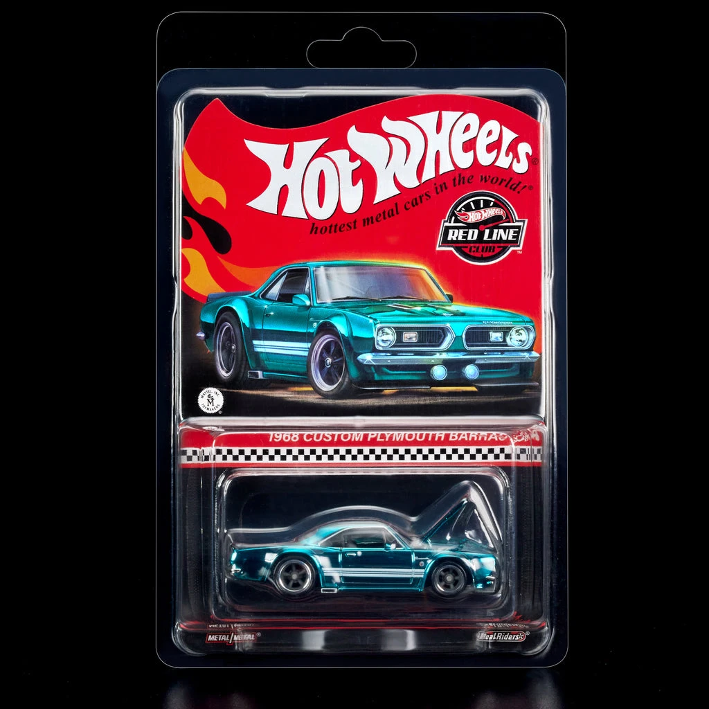 Hot Wheels Cars RLC 1968 CUSTOM PLYMOUTH BARRACUDA 1/64 Metal Die-cast Model Collection Toy Vehicles