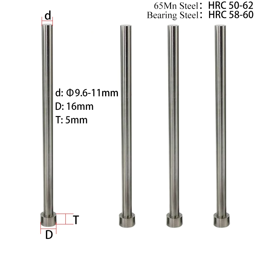 10*80/100/125/150/180/200/250/300/350/400/550mm 65Mn Round Tip Plastic Injection Component Mold Straight Punching Ejector Pin