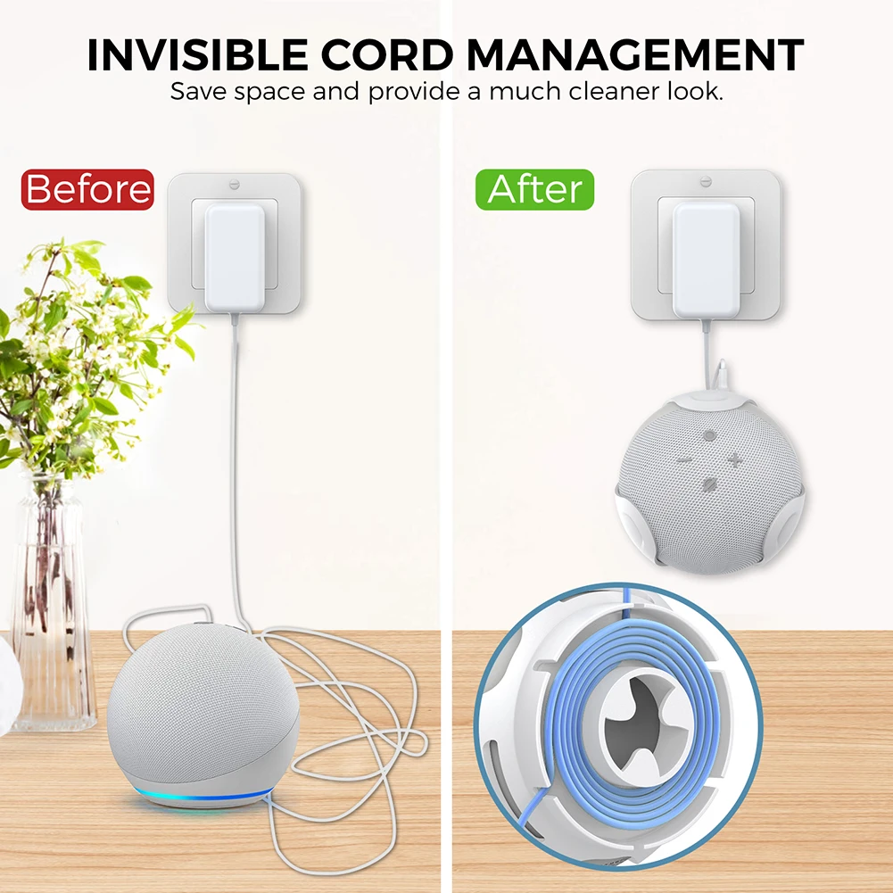 Portable Speaker Stand Wall Mounted Bluetooth-compatible Speaker Stand with Cable Management Accessories for  Echo Dot 5/4