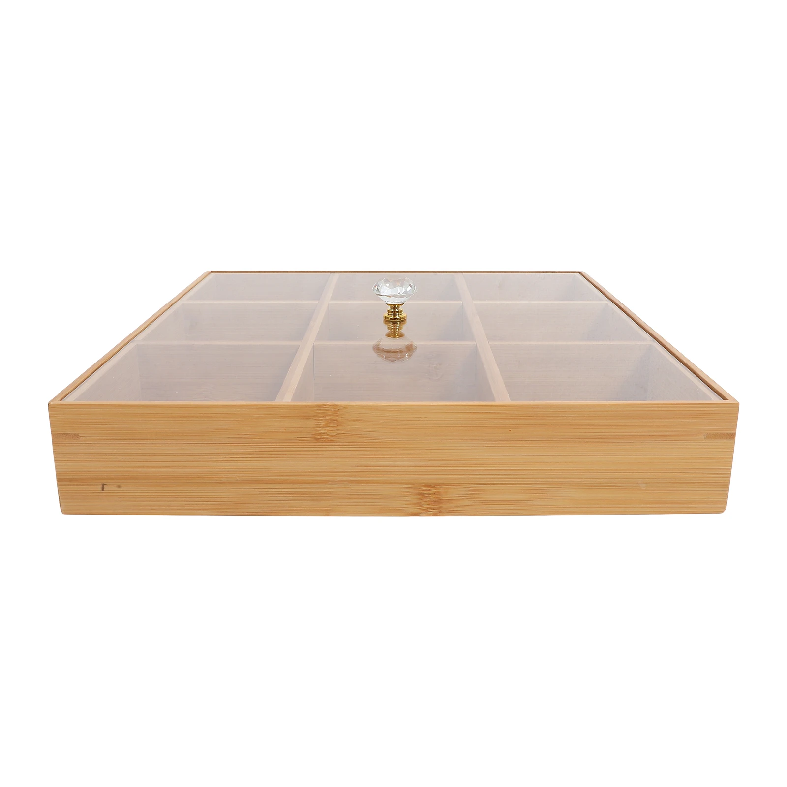 

Multi-grid Snack Box Bamboo Serving Plate 3 Compartments Tray Fruit Candy Storage countertop trays