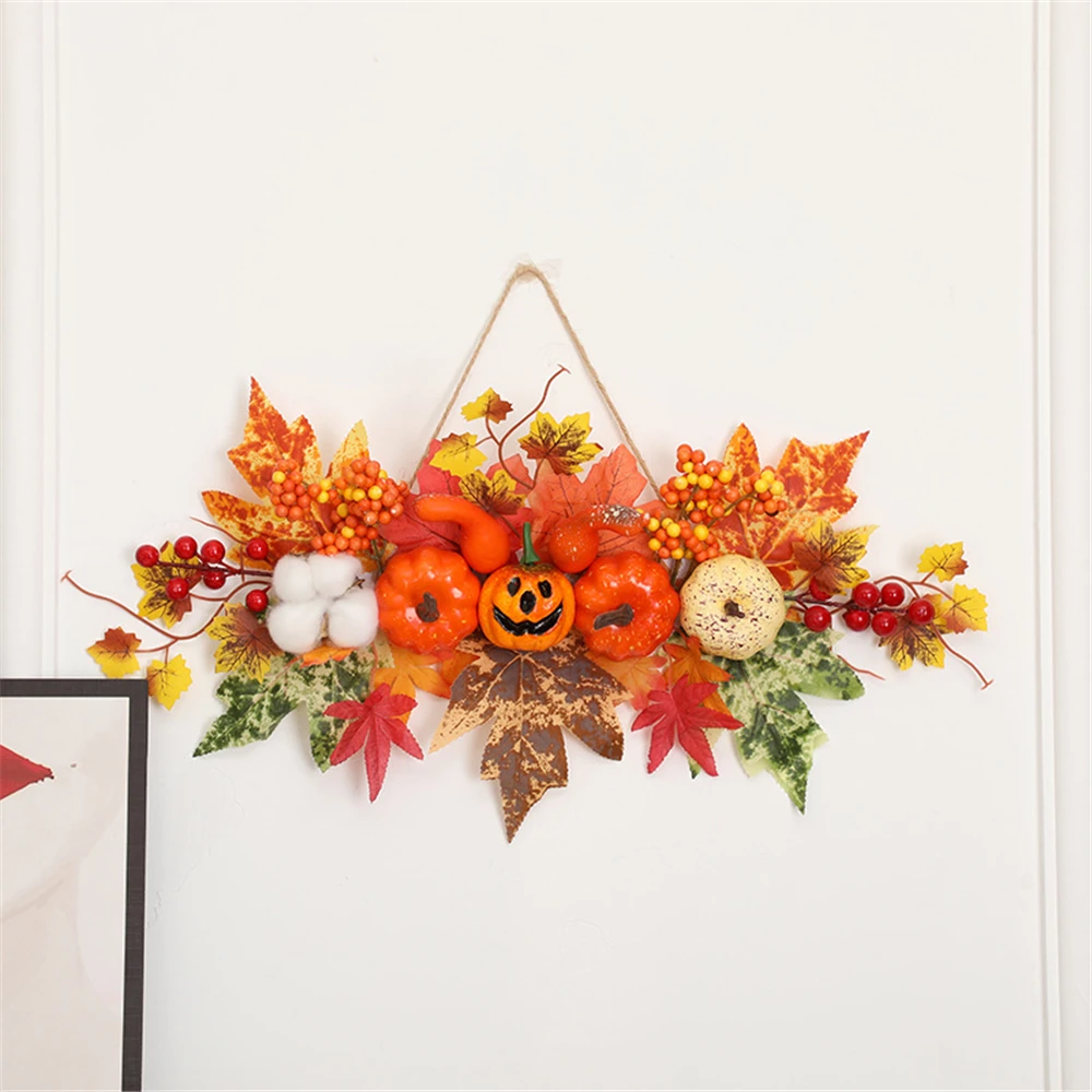 Halloween Decoration Maple Leaf Pumpkin Decorative Pendant Harvest Festival Wall Hanging Props Autumn Fall Decor