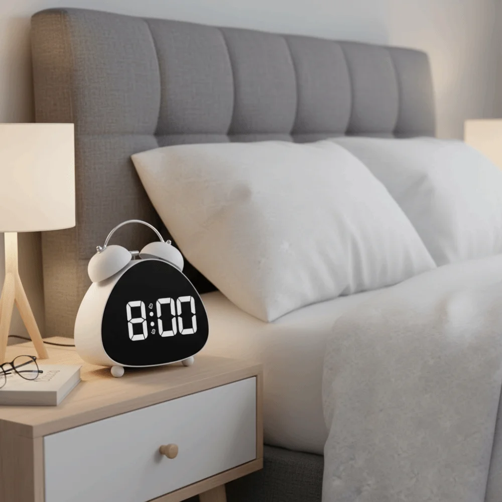 LED Electronic Display LED Clock Mechanical Ringing Super Loud Sound Digital Alarm Clock Plastic Vintage Tabletop Clock