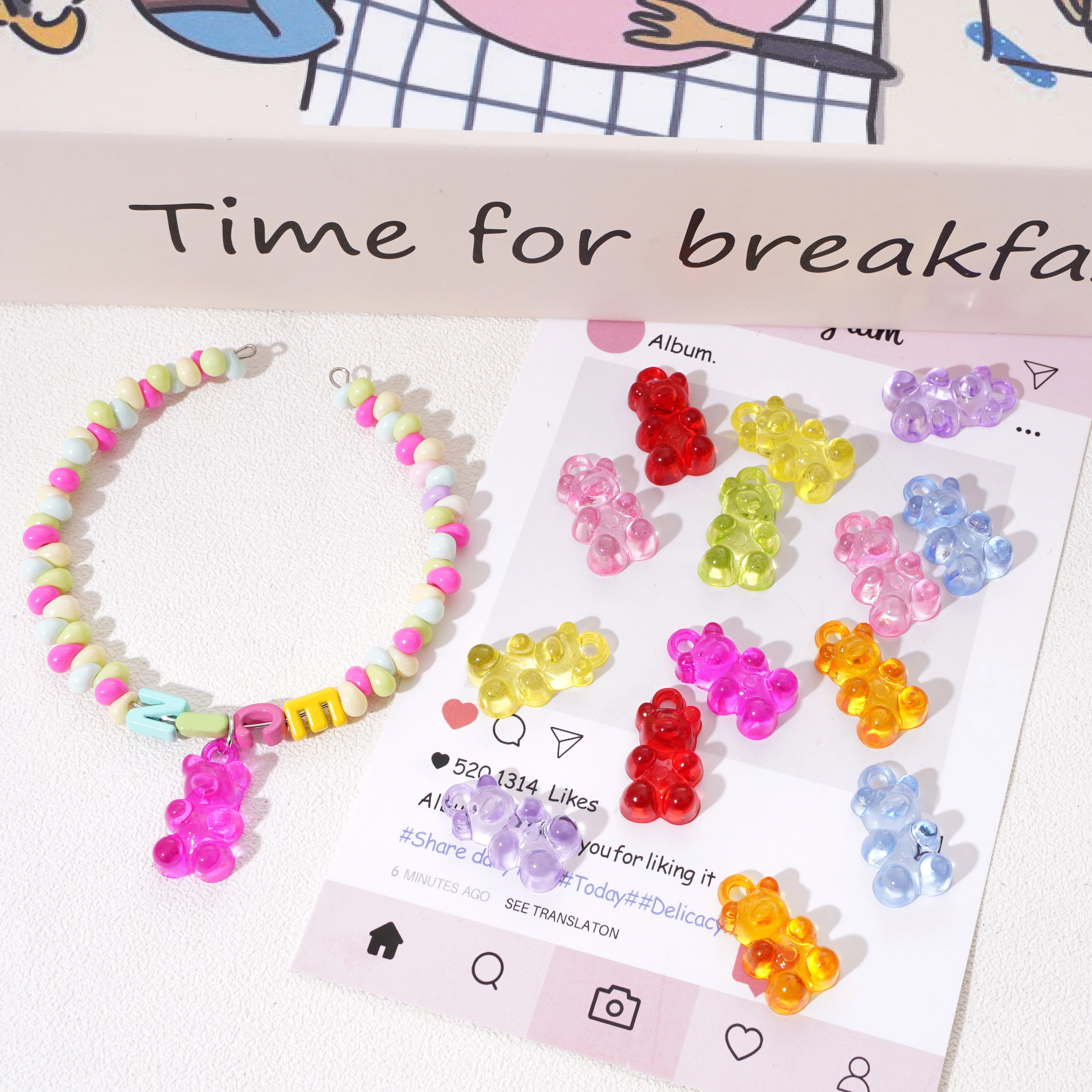 

10/30Pcs 11x21mm Acrylic Bear Charms Cute Cartoon Animal Pendants For Jewelry Making DIY Bracelet Necklace Earrings Accessories