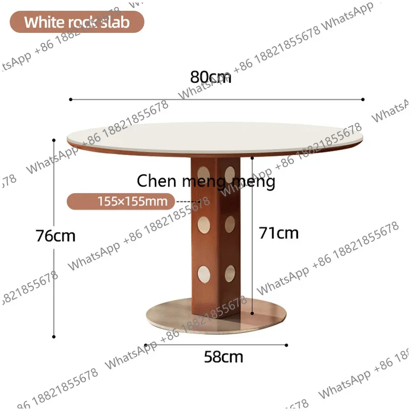 a17  Vintage Kitchen Dining Room Table with Rock Slab Surface Stylish Space-Saving Round Dining Tables Sturdy Dinner Table for H