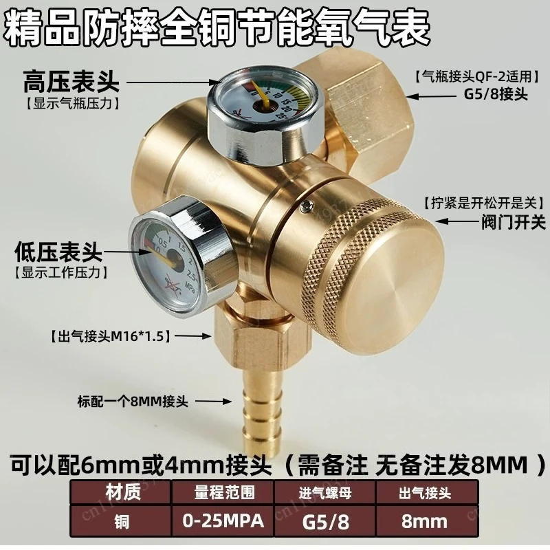 合金製ミニ酸素レギュレーター減圧調整弁g5-8耐落下溶接ガスメーター