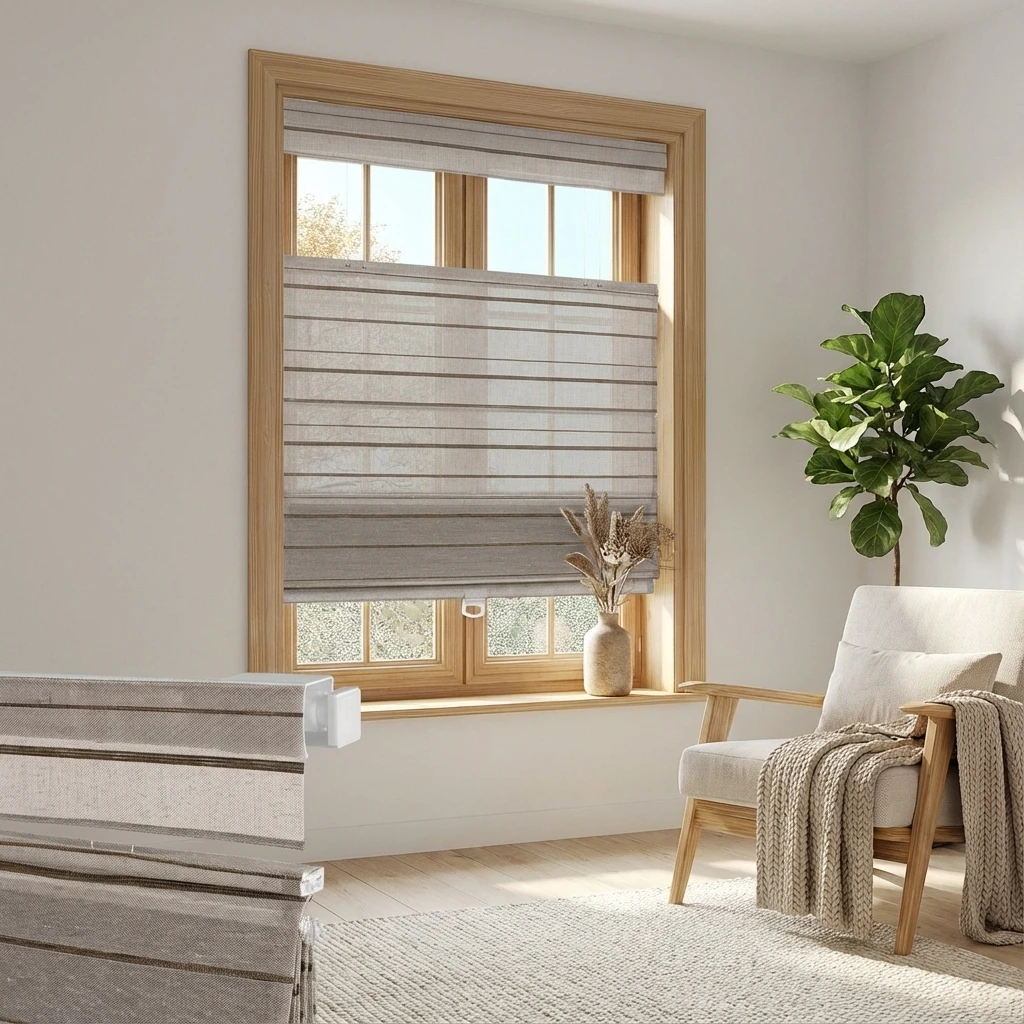Best Selling Roman Blinds Top Down Bottom up Light Filtering Waterproof Sunscreen No Drill Roman Shades Built-in  for Home Hotel