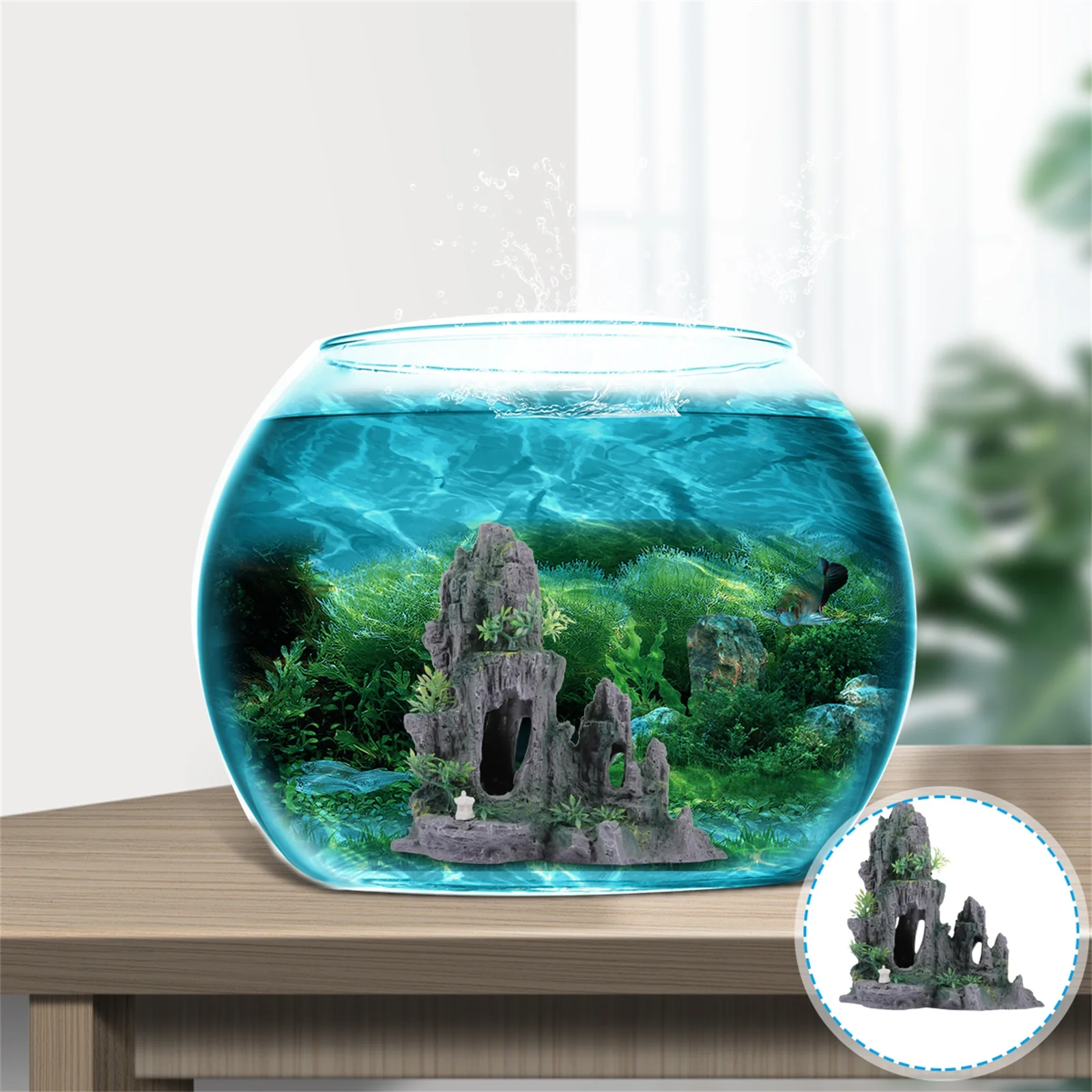 

Creative Chinese Style Aquarium Rockery Ornaments Resin Fish Tank Decorations Durable Safe For Salt Fresh Water