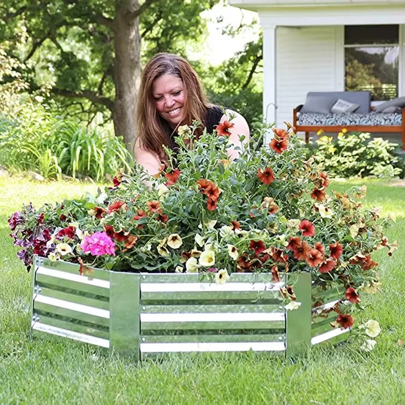 for 8 17 32 Inch Tall Pentagon Raised Garden Bed Elevated Large Metal Planter Box for DIY Enthusiasts Plants Balconies