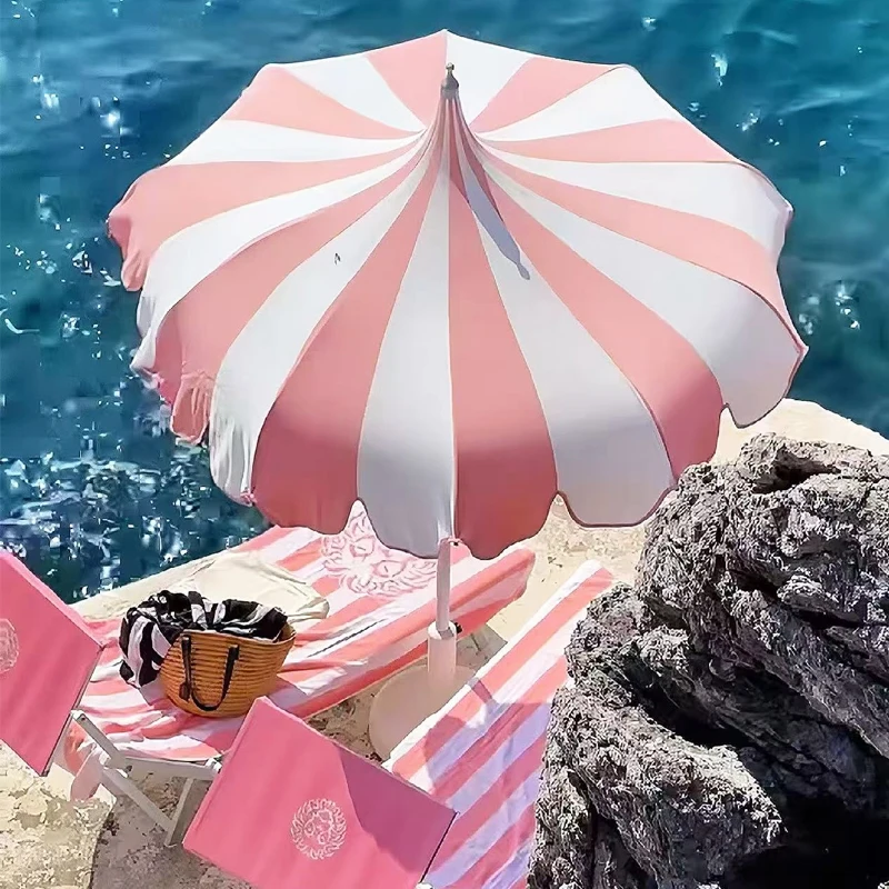 Outdoor Parasol Internet celebrity Beach Pillar Umbrella Garden Sun Umbrella Villa Swimming Pool Seaside Custom Outdoor Umbrella