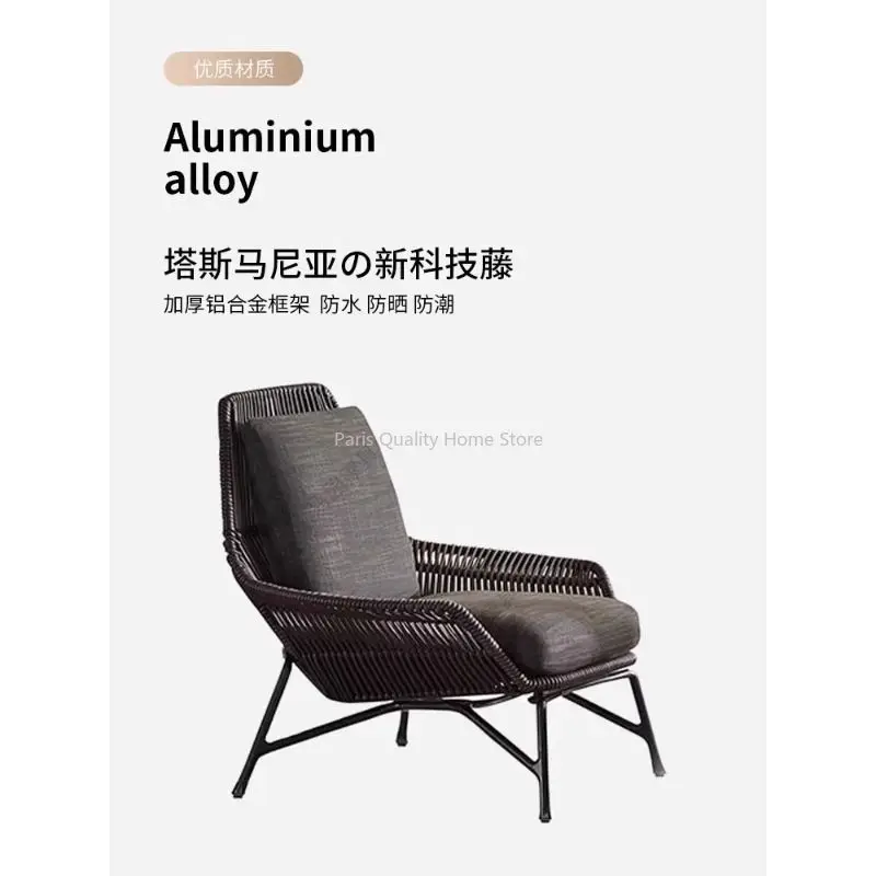 Nordic Outdoor Balkon Rattan Stuhl Villa Hof Garten Sonnenschutz Outdoor Freizeit Faul Seil Gewebt Sofa Stuhl