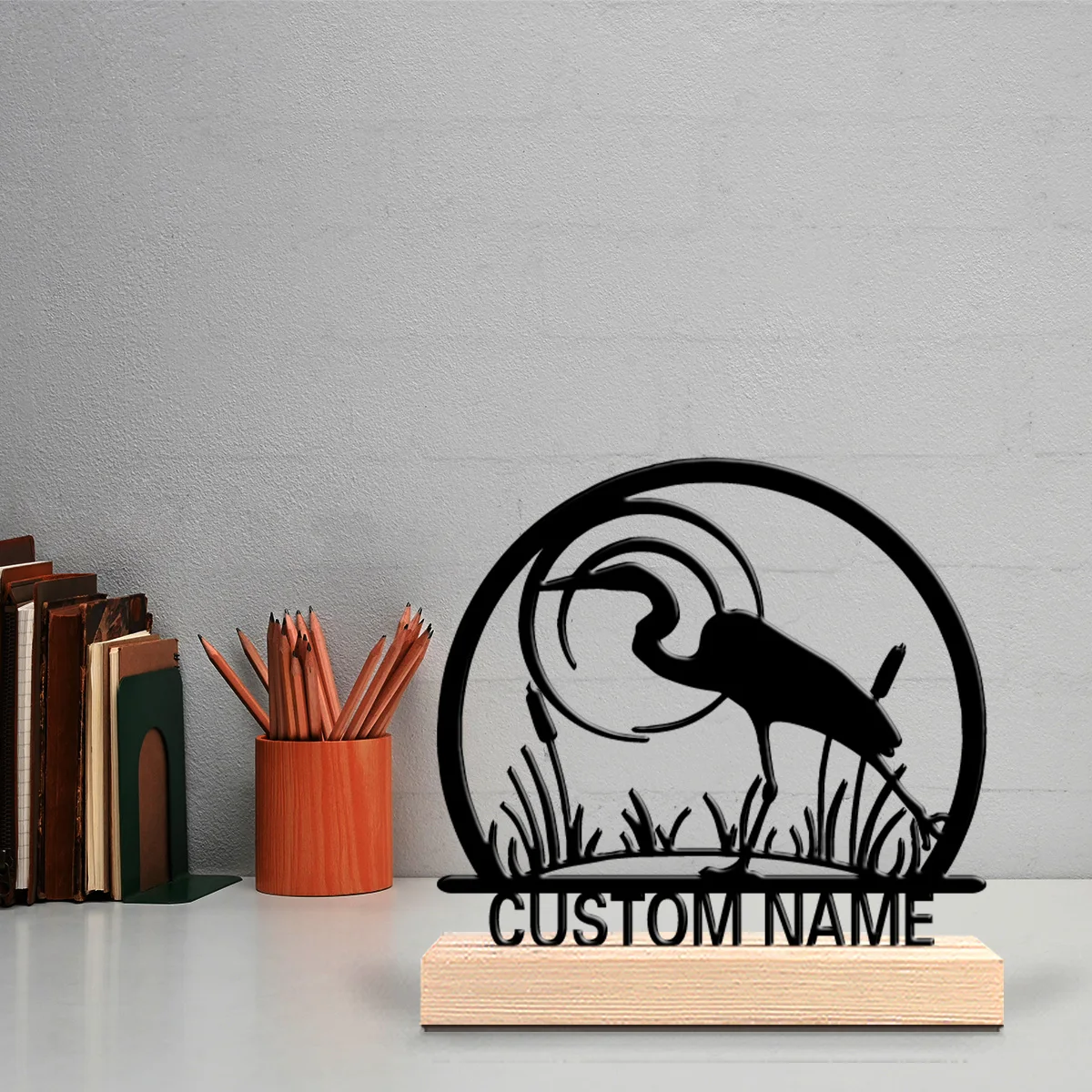 1pc Stylish Personalized Custom Heron Wooden Base Bar Decor for Kitchen Dining Room Modern Rustic Themes Easter decorations