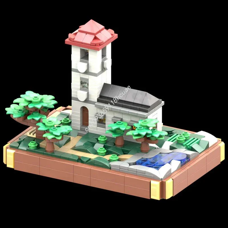 

663pcs MOC Medieval church with landscape Castle Building Blocks Christmas Inspires Innovative Design DIY for Creative A Gift